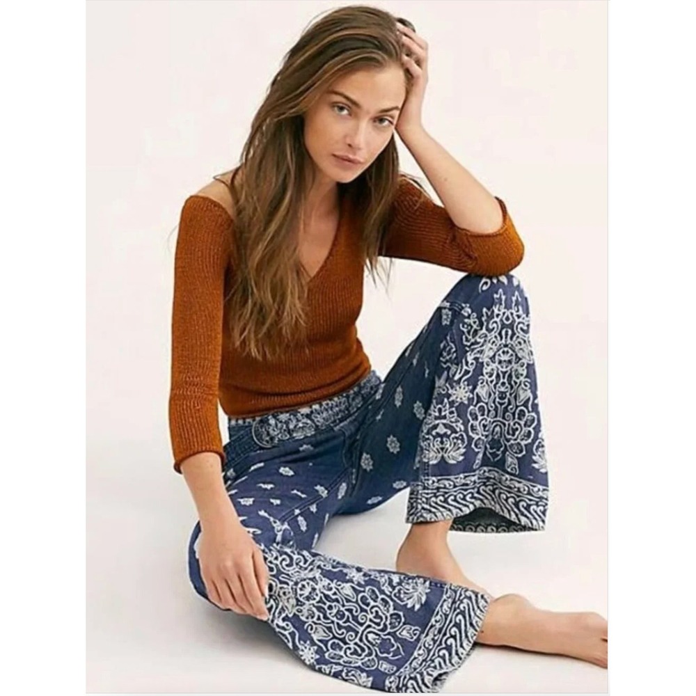 We The Free Free People Journey Flare Pants 27 Bandana Print Boho Festival - Picture 15 of 16